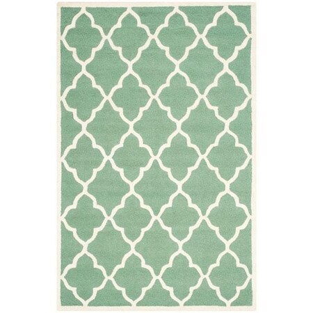 Safavieh Cambridge Hand Tufted Small Rectangle Rug- Teal - Ivory- 4 x 6 ft. CAM312T-4